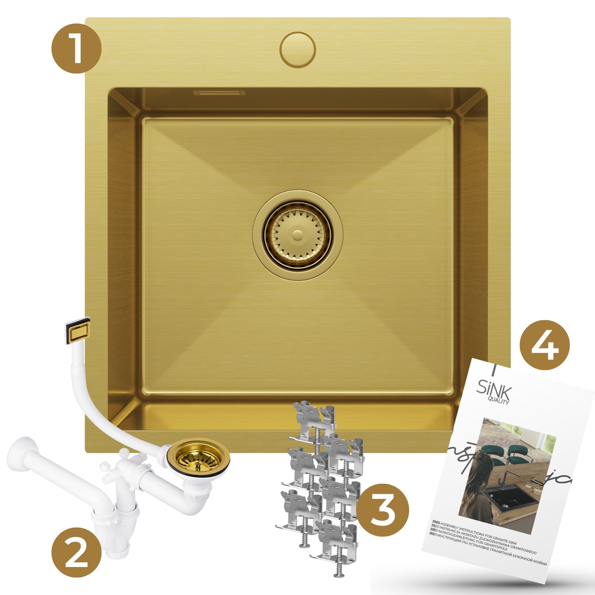 Zlew stalowy Steel SINK 50 z elementami dołączonymi do zestawu